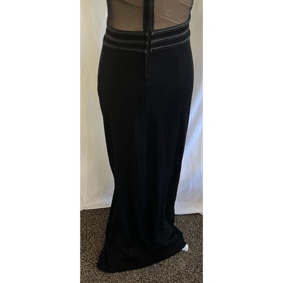 Tadashi Shoji Black Mesh Panel Evening Gown Elegant Formal Dress S - Picture 15 of 16